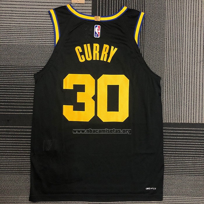 Camiseta Golden State Warriors Stephen Curry NO 30 Ciudad 2021-22 Autentico Negro
